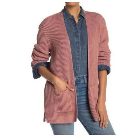 Madewell Nolan mauve pink ribbed knit open front cardigan size XS - Picture 1 of 7